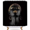 NTETSN Black Afro Girl Shower Curtain, Black Girl Golden Lips