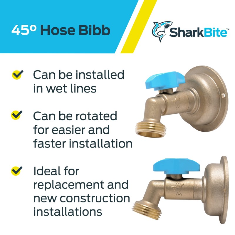 SharkBite 1/2 x 3/4 Inch MHT 45 Degree Hose Bibb,