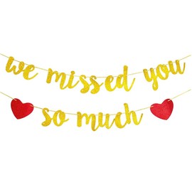 Gold "we missed you so much" Banner Set - Glitter Farewell Party Decorations Supplies Going Away Party Retirement Party Office Work Party Graduation Decoration