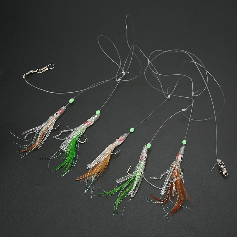 5 Set Octopus Simulation Fishing Rigs Luminous Fishing Lure Bait