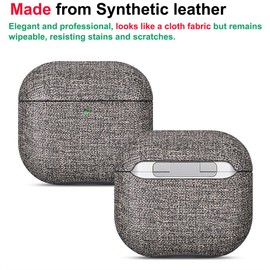 LOPIE Handmade Case for AirPods 4 and AirPods 4 with Active Noise Cancellation Case Cover - Made of Vegan Leather - Canvas Style - Air Pods ANC Drop Protection Hard Shell Cover with Lanyard - Gray