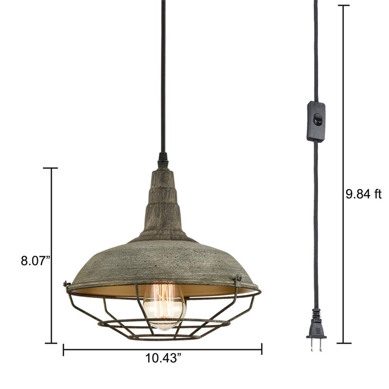 DANSEER Farmhouse Plug in Pendant Light with 16 Feet Hanging