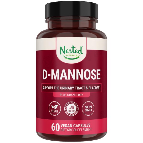 Nested Naturals Nested Naturals D-Mannose 500mg Caspules with Cranberry Extract,