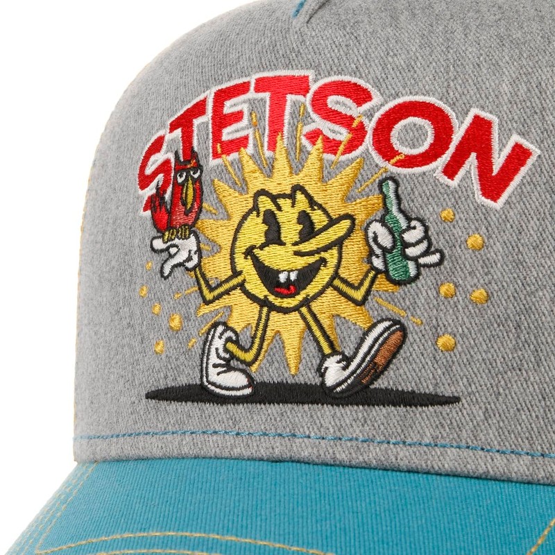 Stetson Walking Sun Trucker Cap Snapback Men's Summer, Grey-yellow, Unit
