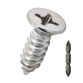 #14 x 3/4" Flat Head Wood Screws 25 Pcs 18-8 (304) Stainless Steel Flat Head Phillips Drive Self Tapping Screws, Bright Finish, No Coating, Fayeploo