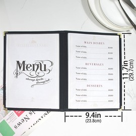 Goodsmart 12 Packs Cafe-Style Menu Covers, 2Pages/4Views Standard 8.5''x 11”Menu Holders, Durable Double-Stitched Edges, Crystal Clear Vinyl Protection, Easy-Insert Design Ideal for Restaurants(12PCS)