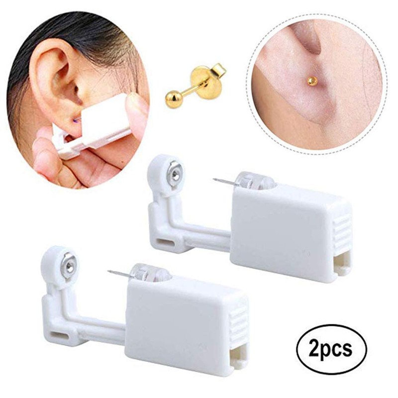 2 Pack Self Ear Piercing Gun Earring Disposable Ear Stud