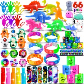Frogetu 66 Pieces Children's Birthday Party Bag Set, Party Bags Children's Birthday Set, Popular Fidget, Party Toys, Goodie Bags Fillers for Birthday Gifts, Toys and Class Prizes