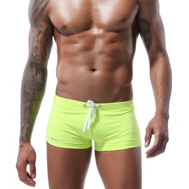 Casey Kevin Men's Swimming Trunks, Men's Swimming Shorts, Short Tight Fitting Swimming Shorts, Quick-Drying Swimming Trunks, A2-Fluorescent Yellow-1