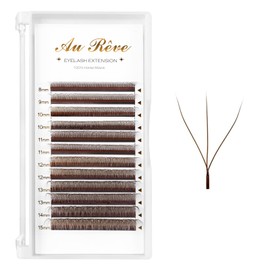 W Eyelash Extensions D Curl 0.07mm 8-15mm Mix Tray W Shaped 3D Volume Premade Fan Lashes Matte Black Cluster Easy Fans Lashes Professional Use YY Lash (3D, Brown)