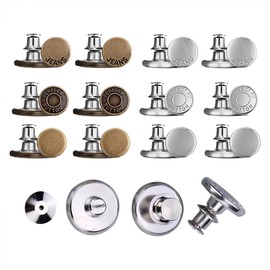 oditton Upgraded Button Pins - Adjustable Reusable Metal Clips Snap Tack, Jean Button Tightener Replacement, Instantly Reduce Too Big Pants Waist, for Jeans Pants, Pack of 12