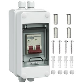 CNLonQcom Solar Disconnect Switch 20 Amp 500V DC Miniature Circuit Breaker with IP65 Waterproof Box for Outdoor PV or AC Stystem