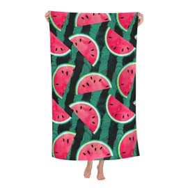 VOOHDDY - Toalla de playa de acuarela, color verde, rojo, fruta, grande, suave, absorbente, de microfibra de secado rápido, toallas de baño de gran tamaño para baño, mujeres, hombres, piscina, camping, viajes, natación, picnic, deportes