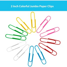 Baoswi Paper Clips, 100PCS Jumbo Paper Clips Colored, 2 Inch Paper Clip, Large Coated Paper Clips Non Skid, Suitable for Office School Document Organizing and Daily DIY Use(Mix Color)