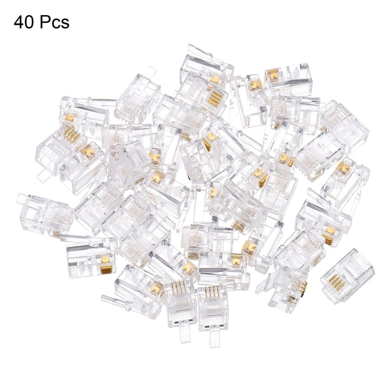sourcing map Telephone Modular Plug Male RJ9/RJ10/RJ22 Connectors, Copper Core