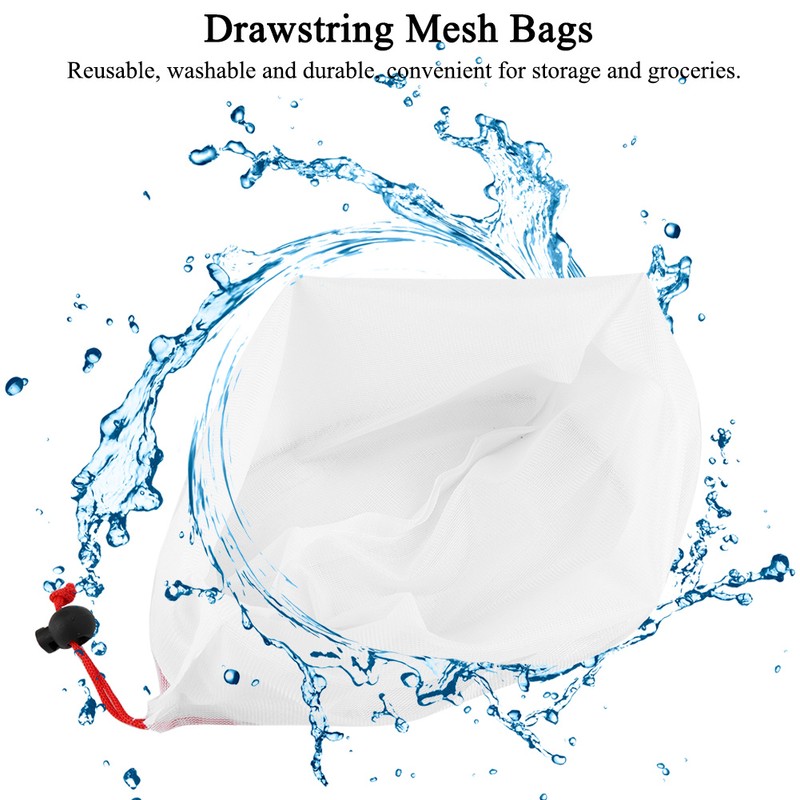 11Pcs Reusable Drawstring Mesh Bags Fruit Vegetable Sacks Storage Toys