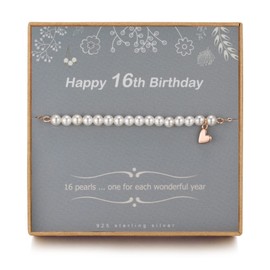 TISSGIRL 16th Birthday Gifts Girl - Sweet 16 Gifts for Girls, Girls Pearl Bracelets, Adjustable Bracelet, Presents for 16 Year Old Girls Ideas