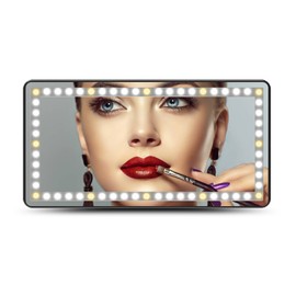 Car Visor Vanity Mirror Car Makeup Mirror with LED Lights 3 Light Mode Dimmable Rechargeable Car Truck Rear View Mirror Cosmetic Mirror