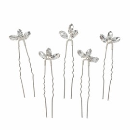 Resweky 5 Pcs Bride Wedding Crystal Pins Silver Sparkly Rhinestone Bridal Hair Pieces Bride Hair Accessories for Women and Girls