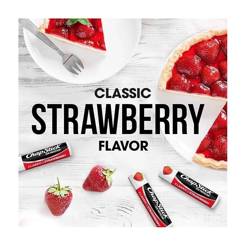 ChapStick Lip Care, Classic Strawberry 24-Count – Bulk Lip Balm,