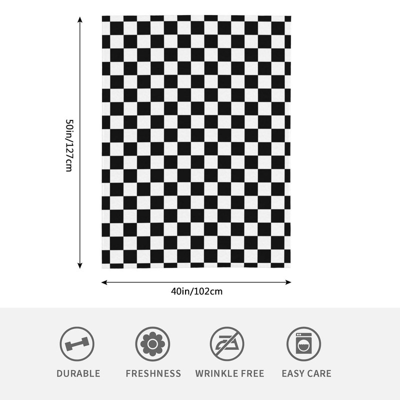 HGOD DESIGNS Checkerboard Blanket Geometric Checkered Plaid Pattern Black and