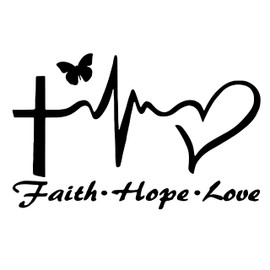 Generic Hope Faith Love Heart Car Decal Stickers, Jesus Cross Vinyl Sticker Car Truck Van SUV Window Wall Cup Window, Fridge, Laptop 5inch (Black)