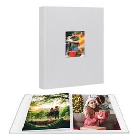 Aevdor Photo Album 8.5x11 Holds 68 Photos, 8.5x11 Photo Album Book Linen Cover With Front Window, 8.5 x 11 Picture Album for 8.5 x 11 Baby Wedding Family Pictures, Artwork Binder (Grey)