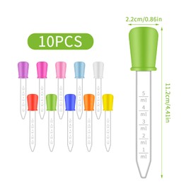 Pack of 10 5 ml Pipettes - Liquid Dropper Dropper with Scale, Transparent Plastic Pipettes, Transparent Dropper Pipette Made of Plastic for Crafts, Candy Moulds, Feeder, Crafts