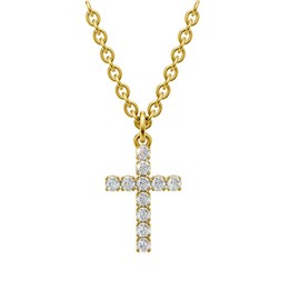 FAIRY GLINT Gold Cross Pendant Necklace - Dainty Cubic Zirconia Cross Charm on Adjustable Chain, Elegant Minimalist Jewelry for Women