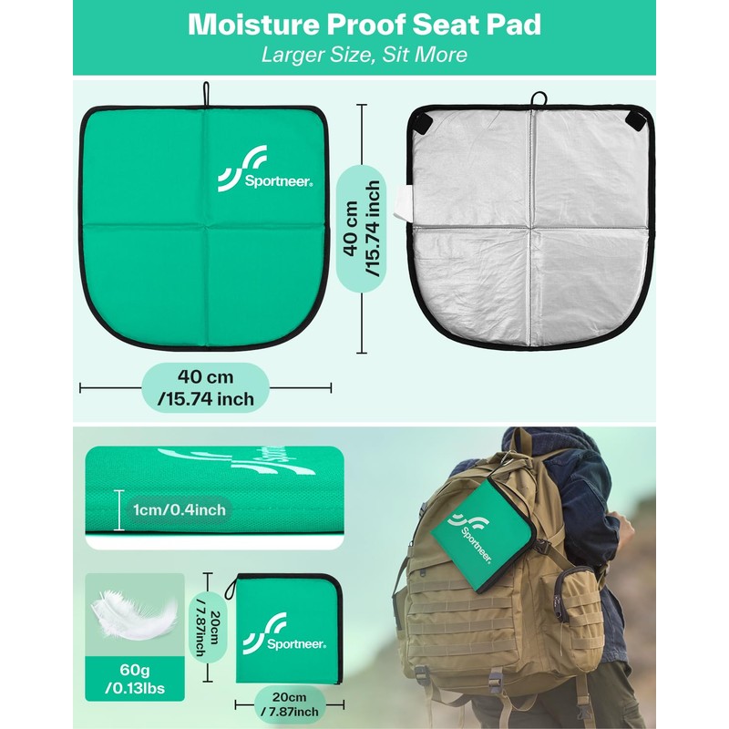 Sportneer Sitting Pad, Sit Pads for Backpacking Portable Camping Sit