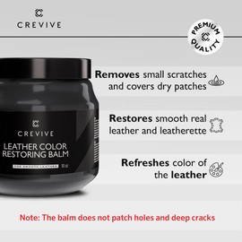 CREVIVE Leather Recoloring Balm Gray 10 oz - Leather Color Restorer - Leather Restorer for Couches - Leather Balm Gray
