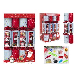 Toyland Pack of 12 Christmas Gifts with Post Box and Red Bus Design - British Christmas