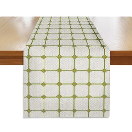 Sage Green Table Runner 13x72 Inch, Minimalist Plaid Check Linen Table Runner for Dining Room Living Room Kitchen, Boho Rustic Runners Holiday Party Decor for Home Indoor Outdoor Farmhouse