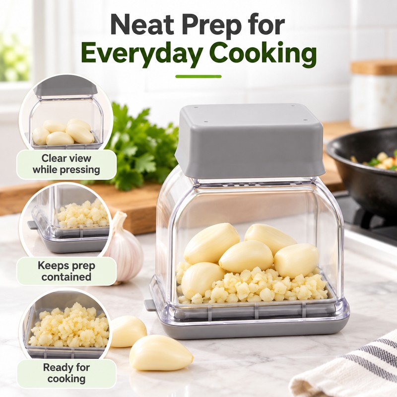 Manual Garlic Press & Slicer for Food Prep – Hand-Press