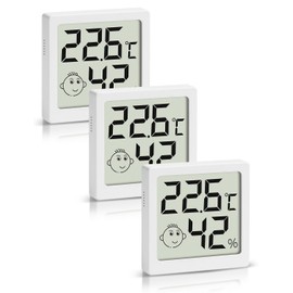 Digital Thermometer Hygrometer Mini Indoor Thermo-Hygrometer Temperatur-Feuchtigkeitsmesser, Innenraum-Temperaturmonitor und Luftfeuchtigkeitsmesser für Zuhause, Büro und Auto (weiß-3 Stück)