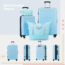 Merax Luggage Sets 2 Piece Suitcase Set, Hardshell 20 IN & 24 IN Suitcase Set with Duffel Bag, Travel Suitcases with Spinner Wheels and TSA Lock(Light Blue)