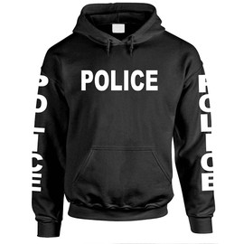 POLICE - sheriff deputy cop law enforcement blue - Fleece Pullover Hoodie (Medium, Black)