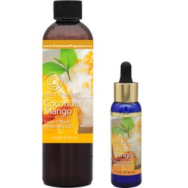 Coconut & Mango 8oz and 2oz Fragrance Oil Set (Two Bottles, one with Dropper)