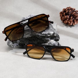 kimorn Sunglasses Womens Men Trendy Retro Sun Glasses Rectangle Frame Shades K1649 (Tortoiseshell +Black Yellow)