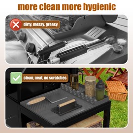 Oiekpe Silicone Spatula Tool Mat For Blackstone Grill, Outdoor Griddle Caddy Bbq Cooking Accessories Kit With Drip Pad For Kitchen 16x11.5" GRAY