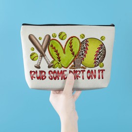 Softball Gifts Funny Makeup Bag Softball Party Favors Cosmetic Bag Softball Stuff Accessories Birthday Gifts for Women Team Friend Coach Zipper Pouch Travel Organizer Toiletry Bag Vacation Christmas