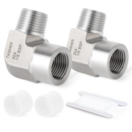 TAISHER 2 Pcs 304 Stainless Steel 90 Degree Barstock Street Elbow, 1/8 Inch BSP Male Pipe to 1/8 Inch BSP Female 304 Stainless Pipe Fitting