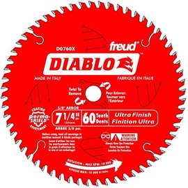 Diablo Ultra Finish Circular Saw Blade - 7 1/4in. 60 Tooth, Fine Finish, Model Number D0760X