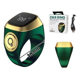 Abiyou Smart Ring Counter, Smart Tasbih Zikr Ring, Muslim Islamic Prayer Smart Rings, Tasbih Counter Smart Ring, Tasbeeh Smart Counter, Digital Electronic Smart Tally Counter for Prayer (Green,18MM)