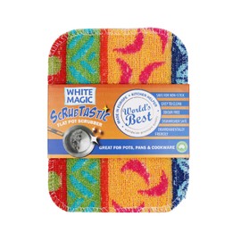 White Magic Scrubtastic Flat Pot Scrubber, Made in Europe, Great for Pans, pots and cookware, Safe for Non-Stick, 12.5 x 16.5cm