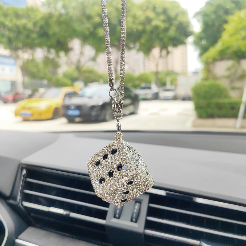 Bling Dice Rear View Mirror Accessories, Cute Car Accessories for