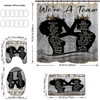 Omebero 4PCS Black King Queen Shower Curtain Set, Inspirational Quotes