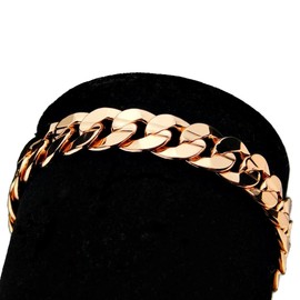 Curb Bracelet 14k Rose Gold Plated 9" x 9MM Wide Miami Cuban Link Hip Hop Mens Size 9 inch