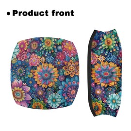 Vanideaoty Boho Floral Seat Cover has Elastic Band Washable Rollator Seat and Back Rest Covers Easy to Install Rollator Walker Seat Back Decor Suitable for Parks