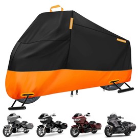INEZARI Motorcycle Cover Waterproof Outdoor, 300D Heavy Duty Motorcycle Cover for Harley Davidson Road Electra Glide Road King Shadow Spirit, All Seasons Protection Scooter Cover Fits up to 104"
